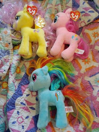 Ty Sparkle Fluttershy With Tags,  Ty Pinkie Pie With Tags,  Ty Sparkle.