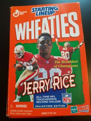 Jerry Rice Starting Lineup Nfl Sf 49ers Wheaties Box Figure W Gold Medal Card