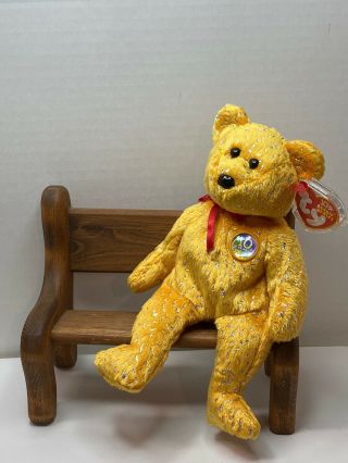 Ty Beanie Baby Decade Golden The Bear W/tag Retired Dob: Jan.  22nd,  2003 (gm)