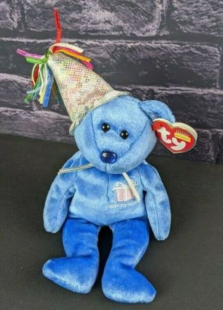 Ty Beanie Baby September Birthday Teddy Bear Blue Present 2002 Tags
