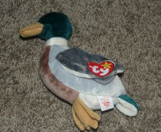 Ty Beanie Baby Jake The Mallard Duck Plush Stuffed Animal Toy Mwmt Retired