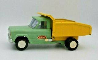 Vintage Tonka Dump Pick - Up 1963,  9.  5 " Light Green Cab With Yellow Dump Bed