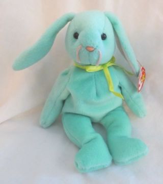Ty Beanie Baby Hippity Green Bunny 4th Generation Hang Tag 4th Tush Pvc Filled