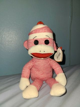 Ty Socks The Pink Sock Monkey Beanie Baby - With Tags 2011