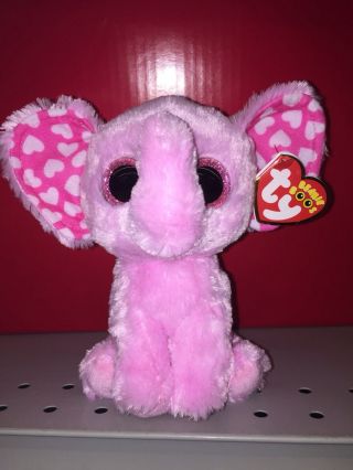 Ty Sugar Pink Elephant 6 " Beanie Boos - W/ A Tag Cute In Hand So Sweet