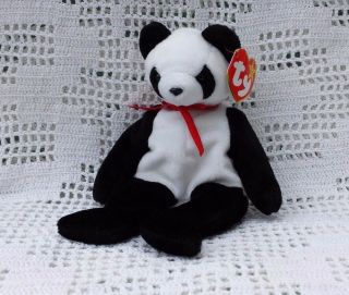 Ty Beanie Babies Retired Fortune The Panda Bear December 6 - 1997 Mwmt 3,