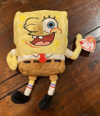Nwt Ty Beanie Baby - Spongebob Thumbsup - Winking Spongebob Squarepants