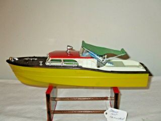 Vintage 1960s - 70s Hard Plastic Battery Operated Model Boat/cabin Cruiser