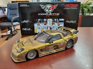 2001 Andy Pilgrim/ Dale Earnhardt/ Jr.  3 Corvette C5 - R Gold Chrome Raced 1:18