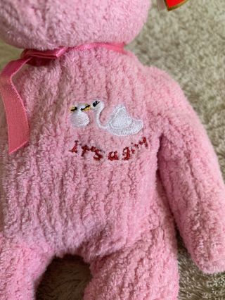 Ty BABY GIRL Pink Fleece Beanie Baby Bear It’s A Girl Stuffed Animal Toy 2
