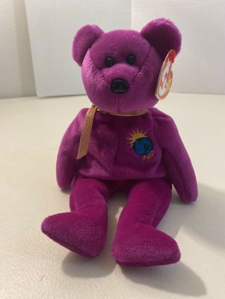 Ty Beanie Baby Millenium The Bear With Tag Retired Dob: Jan.  1st,  1999
