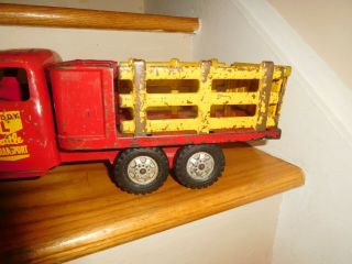 VINTAGE 1950 ' s BUDDY L CATTLE TRANSPORT STAKE TRUCK PRESSED STEEL TOY 2