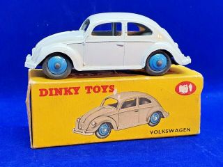 Vintage Dinky Toys 181 Volkswagen Beetle Grey With Blue Hubs Box