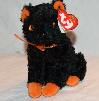 Ty Beanie Babies Black And Orange Soft Fraidy Cat Halloween Decor