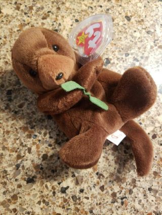 Ty Beanie Babies " Seaweed " The Otter - With Tags.  Retired