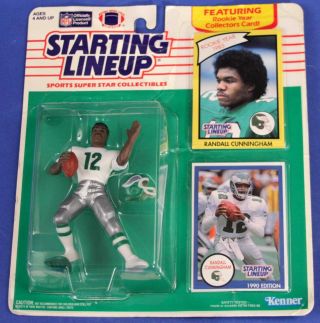 1990 Starting Lineup Nfl Randall Cunningham Eagles Rookie (white Jersey)