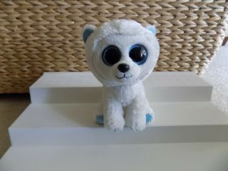 Ty Beanie Boos " Tundra " The White Polar Bear With Solid Blue Eyes,  No Hang Tag R