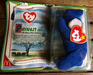 Ty Beanie Babies Rare Peanut The Royal Blue Elephant Legends Series Mcdonalds