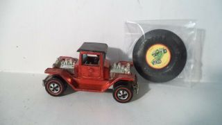 Vintage Hot Wheels Redlines Hk 1971 T - 4 - 2 [red] W/button