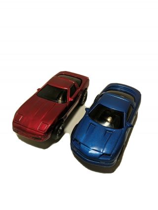 2 Vintage Speed Slot Cars 1/43 Scale Red And Blue - Cars Only