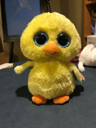 Ty Beanie Boos - Goldie 6” Ducky Blue Eyes Rare With Tag