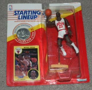 1991 Michael Jordan Starting Lineup Figurine,  In Package,  Kenner W/card Coin