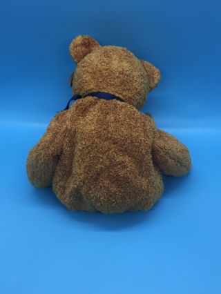 TY Beanie Baby 1998 Fuzz the Bear Brown Teddy Bean Bag Stuffed Toy Blue Ribbon 3