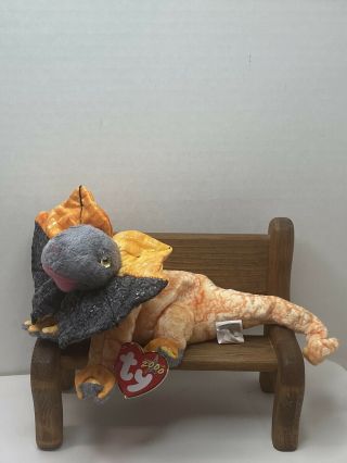 Ty Beanie Baby Slayer The Bearded Dragon With Tag Retired Dob: Sept.  26th,  2000