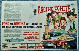 Vintage 1962 Aurora Ford Ho Slot Car Grand National Racing Tonite Advertisement