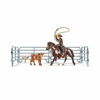 Schleich 41418 Team Roping With Cowboy Rodeo Play Set - Farm World