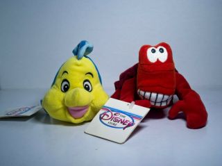 Disney Bean Bag Plush Sebastian & Flounder - The Little Mermaid W/ Tags