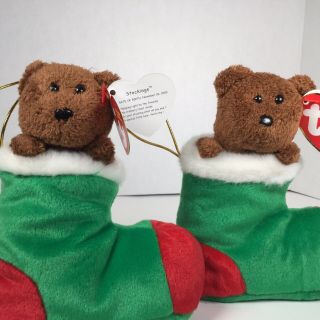 2 Ty Beanie Babies Christmas Bear Stocking Ornament Nov 26 2003