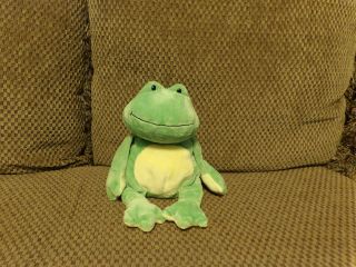 Cute 11 " Ty Retired 2009 Ponds Plush Green & Yellow Frog Pluffies (7b)