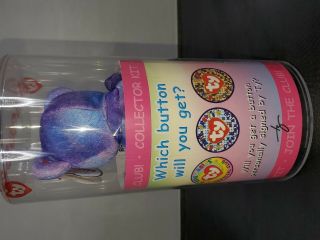 TY BEANIE BABY BEAR CLUBBY IV IN TUBE WITH SURPRISE BUTTON 2