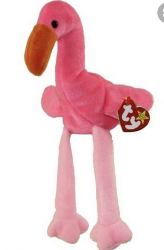 Ty Beanie Babies - Pinky The Pink Flamingo - Mwmt - 1995 - 10 Inch