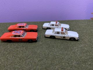 4 Vintage Ertl Cars,  The Dukes Of Hazzard General Lee And The Sheriff 