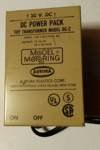 Vtg Aurora Model Motoring Ho Scale 20 Vdc Power Pack Dc - 2 On/off Switch