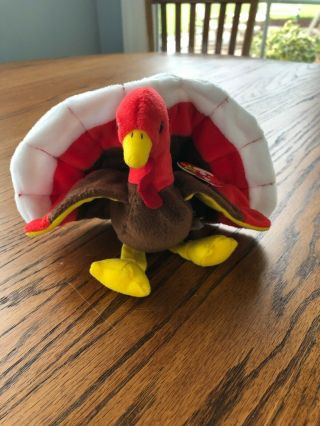 Vintage Retired Ty Beanie Baby Gobbles The Turkey,  1996 Mwt