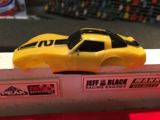 Ho Slot Car,  Tyco Yel/blk Vette " Body Only " Fits Tyco 440 X2 Narrow Chassis.