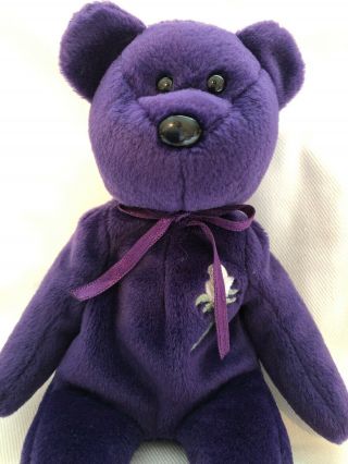 Ty 1997 1st Edition Princess Diana Beanie Bear Purple - Owner