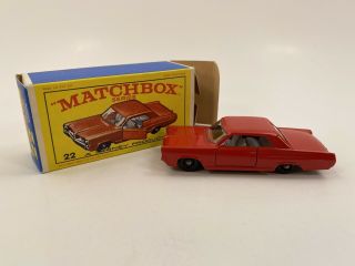 Vintage,  Matchbox,  Lesney 22,  Red,  Pontiac Coupe,  Mib In Orig.  Box.