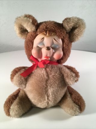 Vintage Rushton Small Crying Bear Rubber Face Plush Collectible Children’s Toys