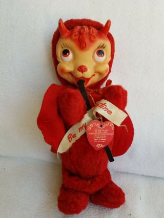 Vintage Devil Rubber Face Plush Toy Doll Valiente Rare