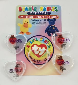 Ty Beanie Baby Lockets Heart Shaped Hard Plastic Tag Protector Case Tags 5pk