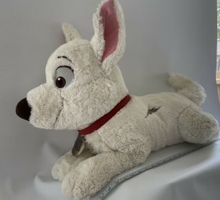 30” Jumbo Large Disney Store Bolt Plush White Dog,  Soft Vguc Hard To Find