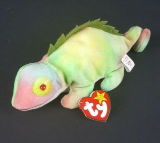 Ty Beanie Baby Iggy The Iguana Rainbow Lizard 1997 No Tongue Bean Bag Plush