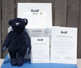 2011 Steiff 10 " Sapphire Teddy Bear Ean 036934 Worldwide Ltd Ed 1957/2000