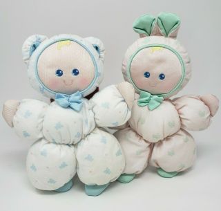 2 Vintage 1992 1989 Kiddicraft Fisher Price Slumber Babies White Bear Pink Bunny