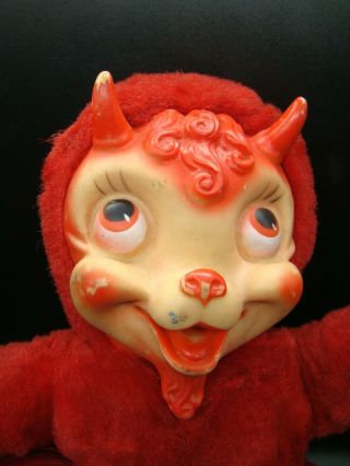 Vintage Gund Halloween Red Devil Rubber Face Plush Toy Doll 13 " Spooky