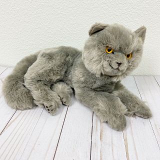 Rare Steiff Mizzi Large Full Gray Plush Cat With Button